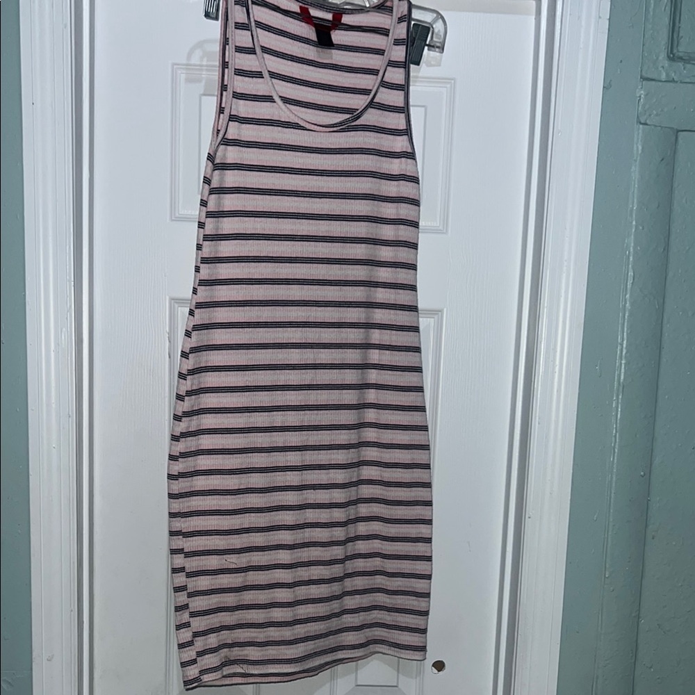 Hot Kiss Pink and Black Striped Mini Dress